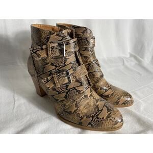 Coconuts By Matisse Helga Snakeskin Booties Brown Black Size 10 M Buckle Heels